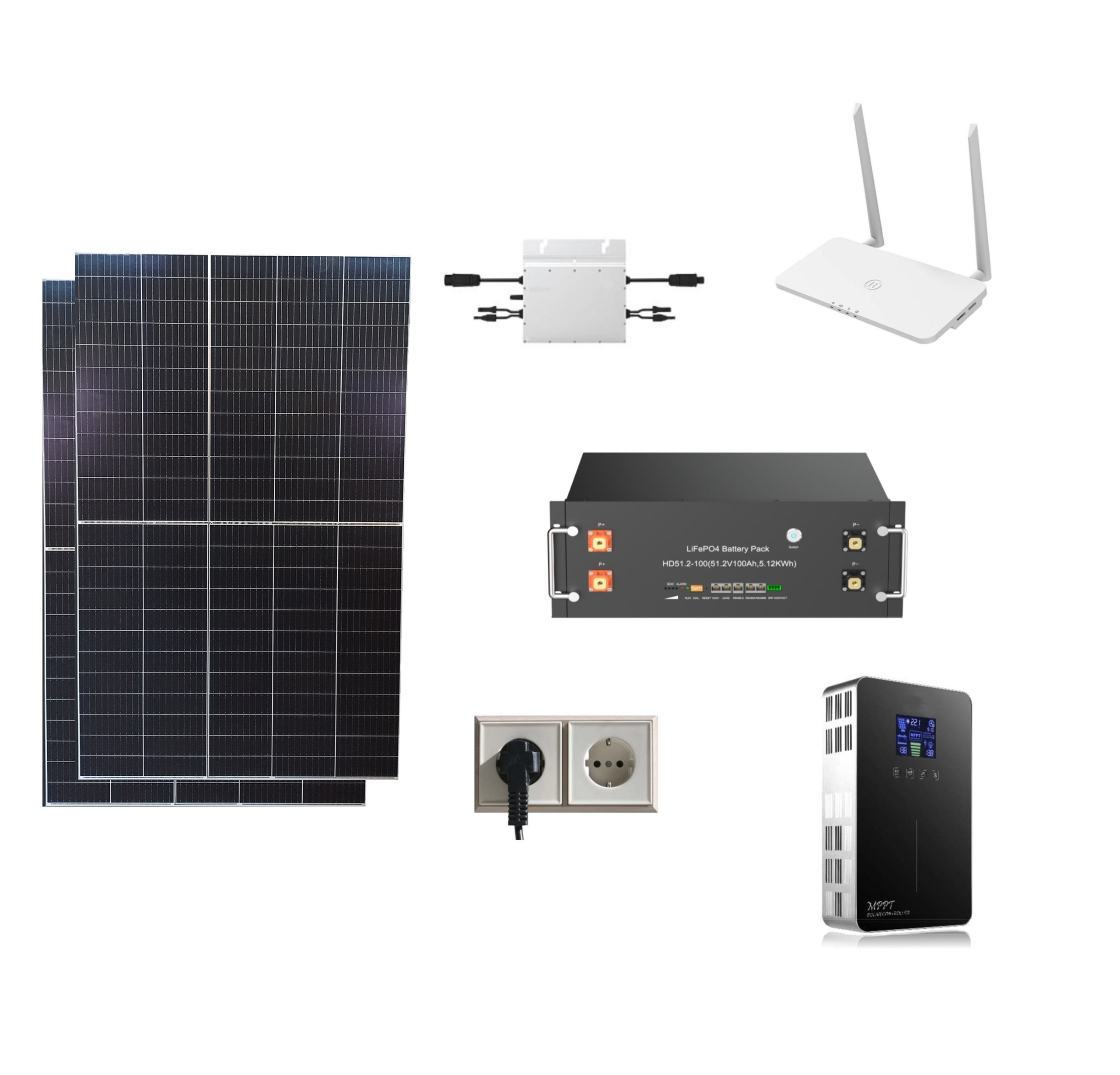Solaranlage 1,1kW 3x(370-380)wp mit 5kWh Speicher Balkonkraftwerk mit ...