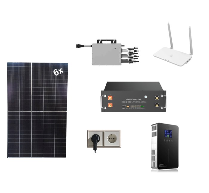 Solaranlage 2,2kW 3 Phasen mit Speicher 6x (370-380)wp 5kWh LiFePO4 Lithium Batterie Photovoltaik Balkonkraftwerk mit WIFI