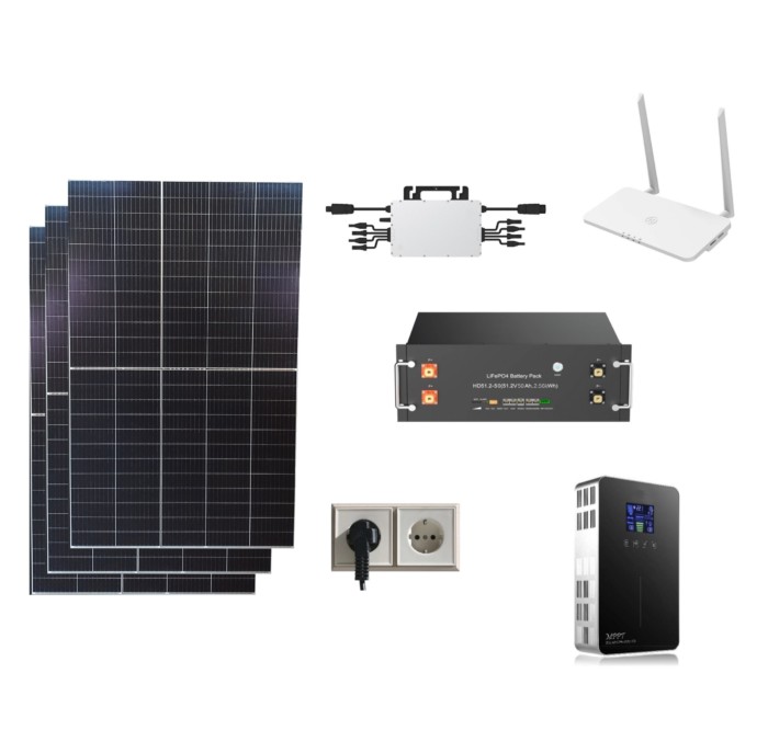 Solaranlage 1,2kW mit  3x (400-410)wp 2,5kWh LiFePO4 Speicher Photovoltaikkraftwerk mit WIFI