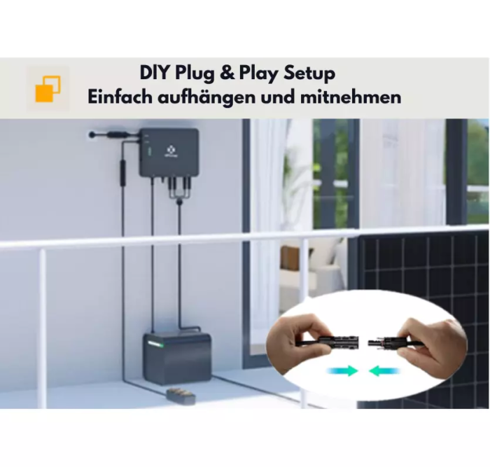 Balkonkraftwerk mit 2,76kWh Speicher, EZHi mit Plug-Play Anschluss, PV-Eingang bis zu 2x600Wp, Notstrom Funktion bis zu 2400W – Bild 6